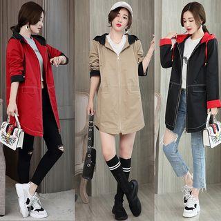 Two Tone Hooded Trench Jacket
