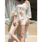 Embroidered Sheer Robe Cardigan Ivory - One Size