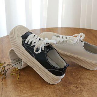 Platform Stitched Cowhide Sneakers