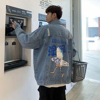 Graphic Print Denim Jacket