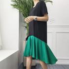 Two-tone Ruffle-hem Dress