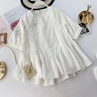 Flower Short-sleeve Top White - One Size