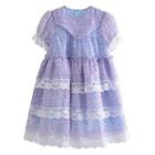 Puff-sleeve Floral Lace Trim A-line Dress