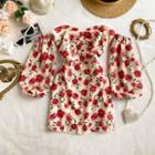 Cold Shoulder Long-sleeve Floral Sheath Dress