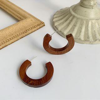 Wooden Open Hoop Earring 1 Pair - As Shown In Figure - One Size