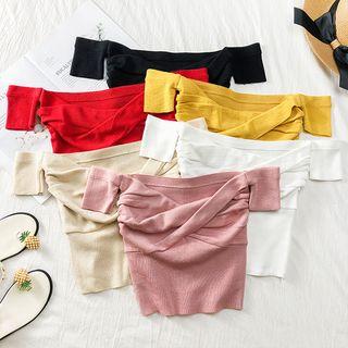 Boatneck Cross-strap Knit Top