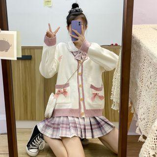 Ribbon Two-tone Cardigan