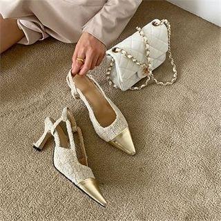 Toe-cap Spool-heel Slingback Stilettos