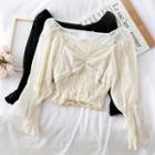 Boatneck Ruched Lace Top
