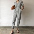 Cargo-pocket Jogger Jumpsuit Gray - One Size