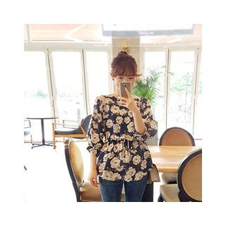 3/4-sleeve Tie-waist Top