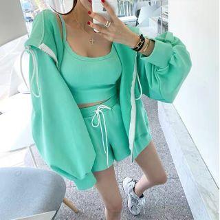 Set Of 3: Jacket + Top + Shorts