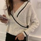 Knitted Cropped Loose-fit Sweater White - One Size