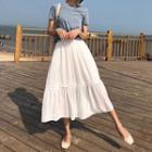 Chiffon A-line Midi Skirt White - One Size