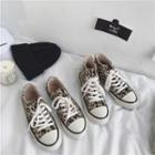 Canvas Leopard Patterned Lace-up Sneakers/ High Top Sneakers