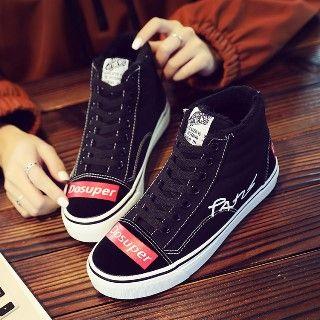 Lettering Lace-up High Top Sneakers