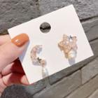 Freshwater Pearl Faux Crystal Moon & Star Earring As Shown In Figure - One Size