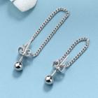 Asymmetrical Bead Chain Drop Earring 1 Pair - Earrings - Asymmetrical Bead Chain - Silver - One Size