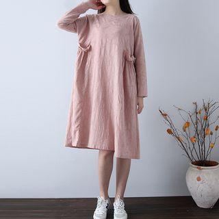 Pocket Detail Long-sleeve A-line Dress