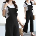 Frill-trim Wide-leg Overall Pants