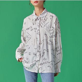 Long-sleeve Lettering Shirt 2023 - White - One Size