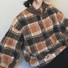 Plaid Half-zip Pullover As Shown In Figure - One Size