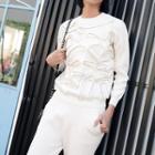 Set: Embellished Sweater + Knit Pants