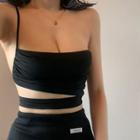 One-shoulder Cut-out-cropped Camisole Top