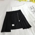 Chain Detail Asymmetrical Mini A-line Skirt