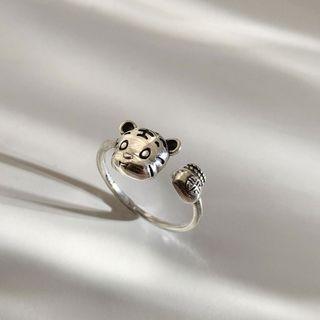 Tiger Sterling Silver Open Ring Tiger Ring - Silver - One Size