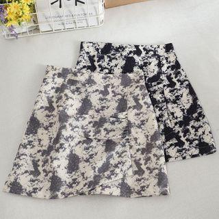 Shirred Front Tie-dyed Mini Pencil Skirt