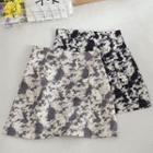 Shirred Front Tie-dyed Mini Pencil Skirt