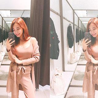 Set: Open-front Cardigan + Sleeveless Knit Top + Drawstring-waist Pants