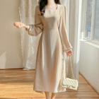 Square-neck Crepe Long Dress