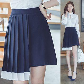 Pleated Trim A-line Skirt
