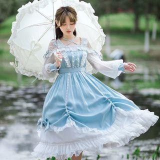 Long-sleeve Frill Trim A-line Lolita Dress