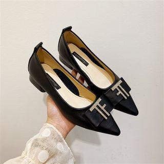 Chunky Heel Rhinestone Lettering Pumps