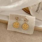 Faux Leather Smiley Face Drop Earring 1 Pair - As Shown In Figure - One Size