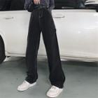 Contrast Stitchinghigh-waist Wide-leg Jeans