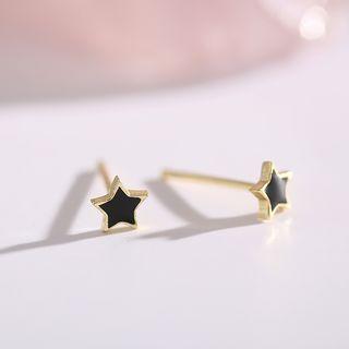 925 Sterling Silver Star Stud Earring 1 Pair - Star Stud Earring - One Size