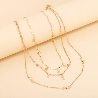 Star Layered Choker Necklace Gold - One Size