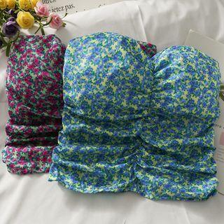 Floral Ruched Tube Top