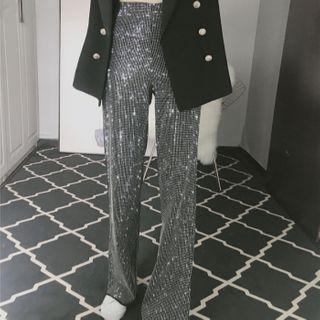 Rhinestone Wide Leg Pants