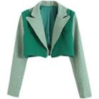 Houndstooth Panel Cropped Blazer