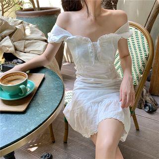 Embroidered Square-neck Lace Dress