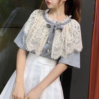 Short-sleeve Lace Collar T-shirt