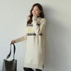 Piped Letter Midi Knit Dress