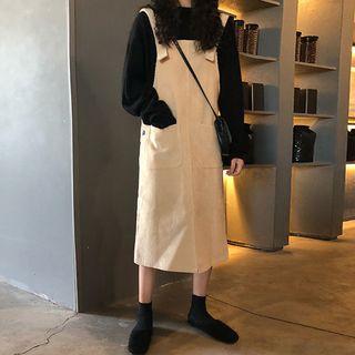 Corduroy Midi Jumper Dress Off-white - One Size