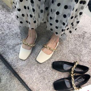 Square-toe Chained Mary Jane Shoes