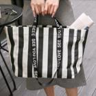 Lettering-strap Stripe Shopper Bag